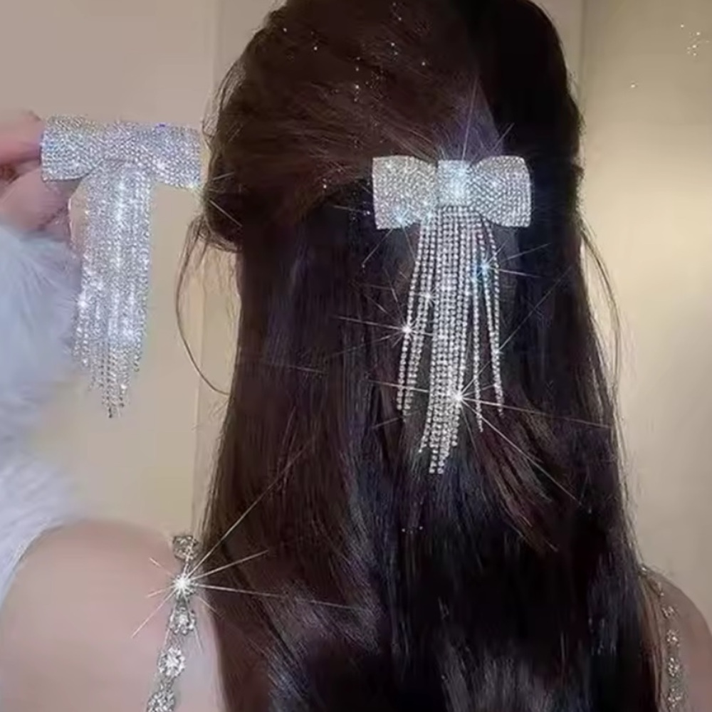 Dazzling Rhinestone Bow Hair Accessory - Picture 3 of 4
